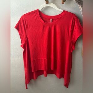Free People Movement Red Flowy Crop-top